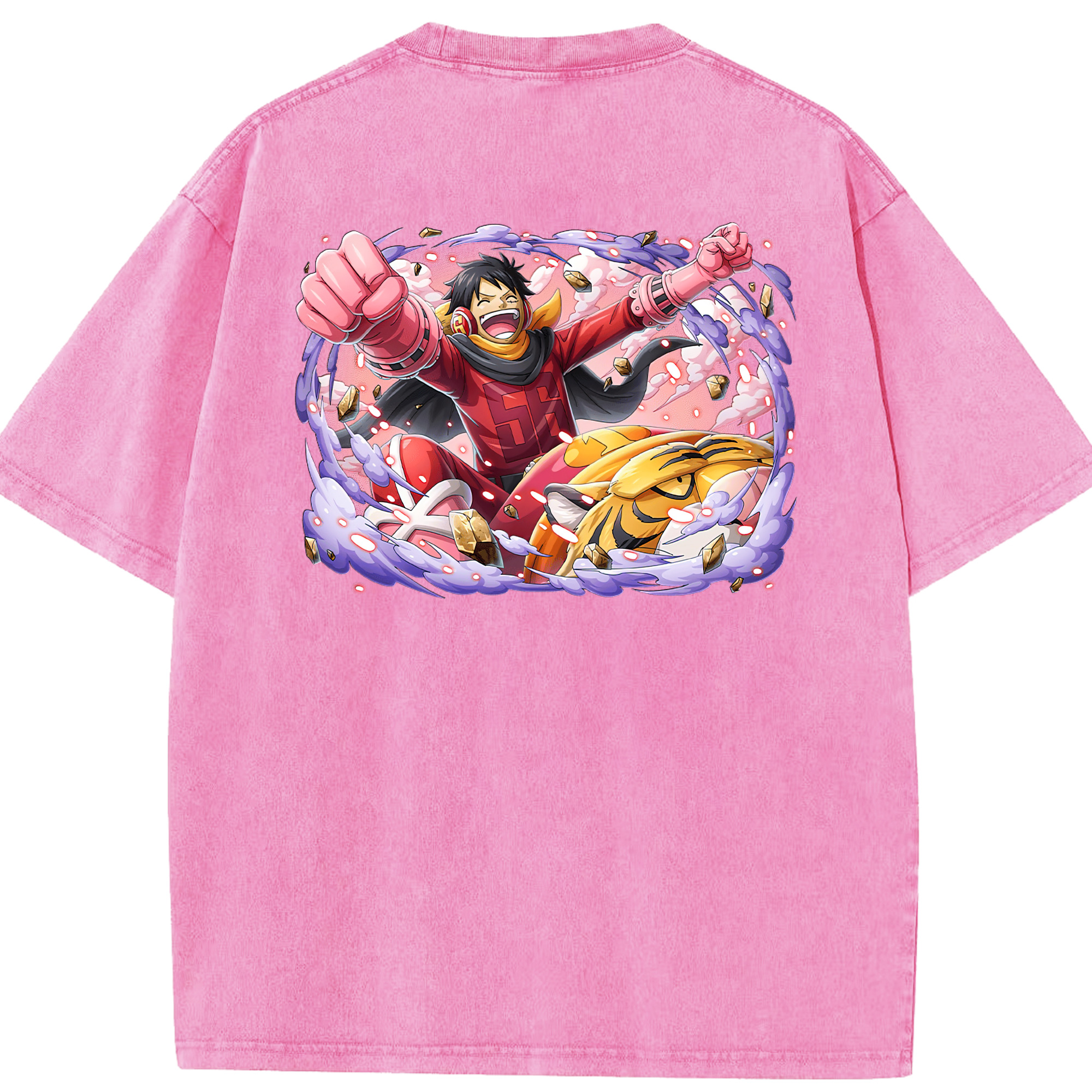 ワンピース モンキー・D・ルフィ ONE PIECE Monkey D. Luffy 綿100% ヴィンテージ風 半袖Tシャツ（背面プリント）